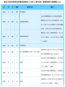 109學年(2020-2021)-學生行事簡曆2-1